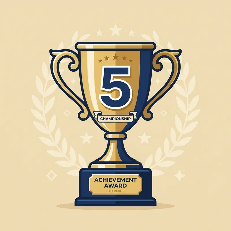 Gold winners trophy with a large number 5 representing top AP exam marks